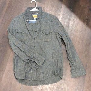 Grey pearl snap long sleeve mens shirt